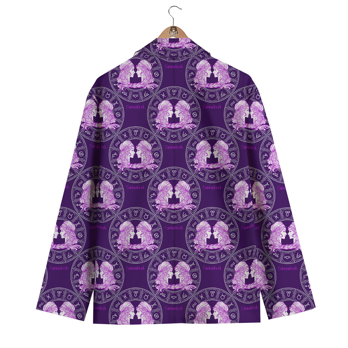 Zodiac Gemini Purple Print Pattern Men's Blazer-grizzshop