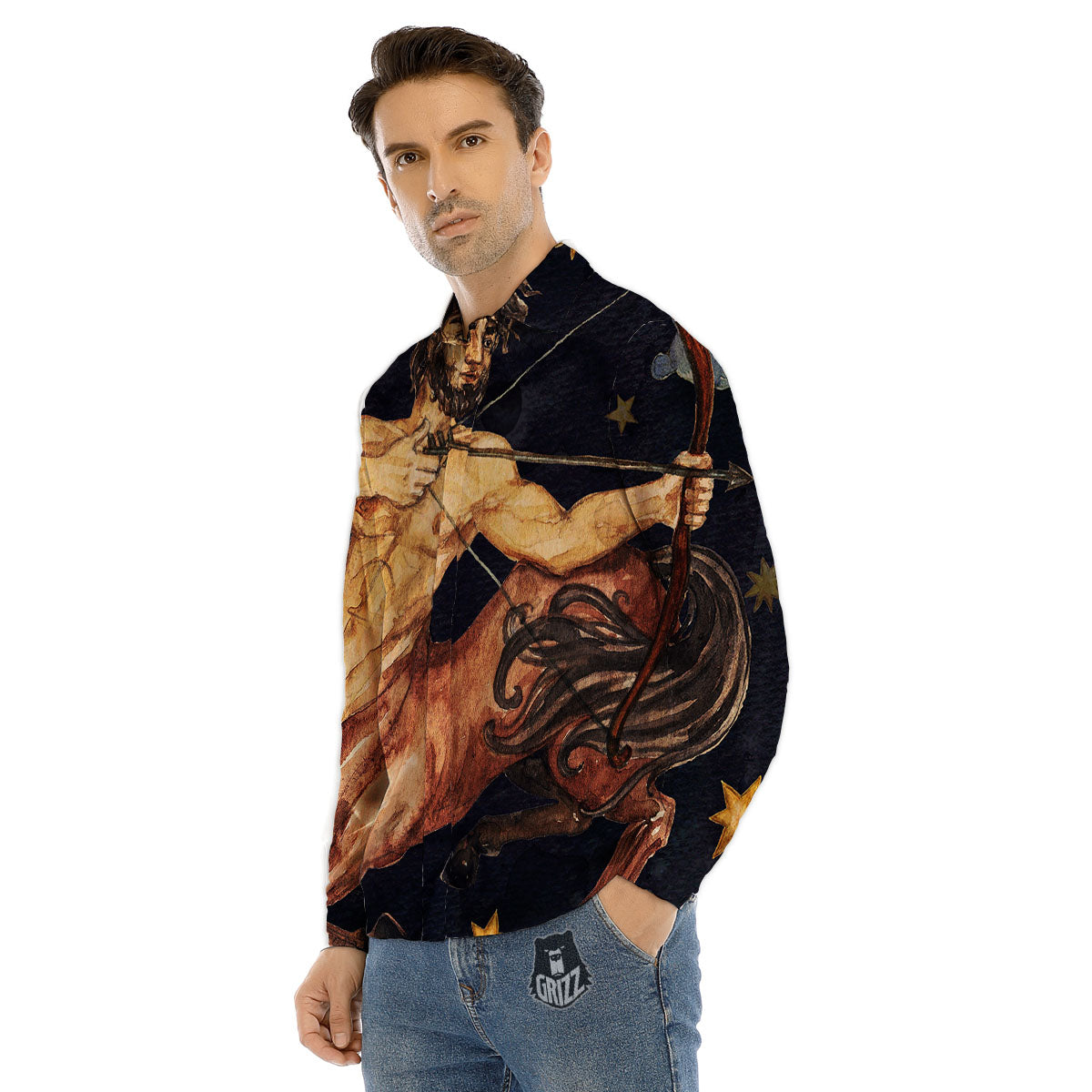 Zodiac Gemini Purple Print Pattern Men's Dress Shirts-grizzshop