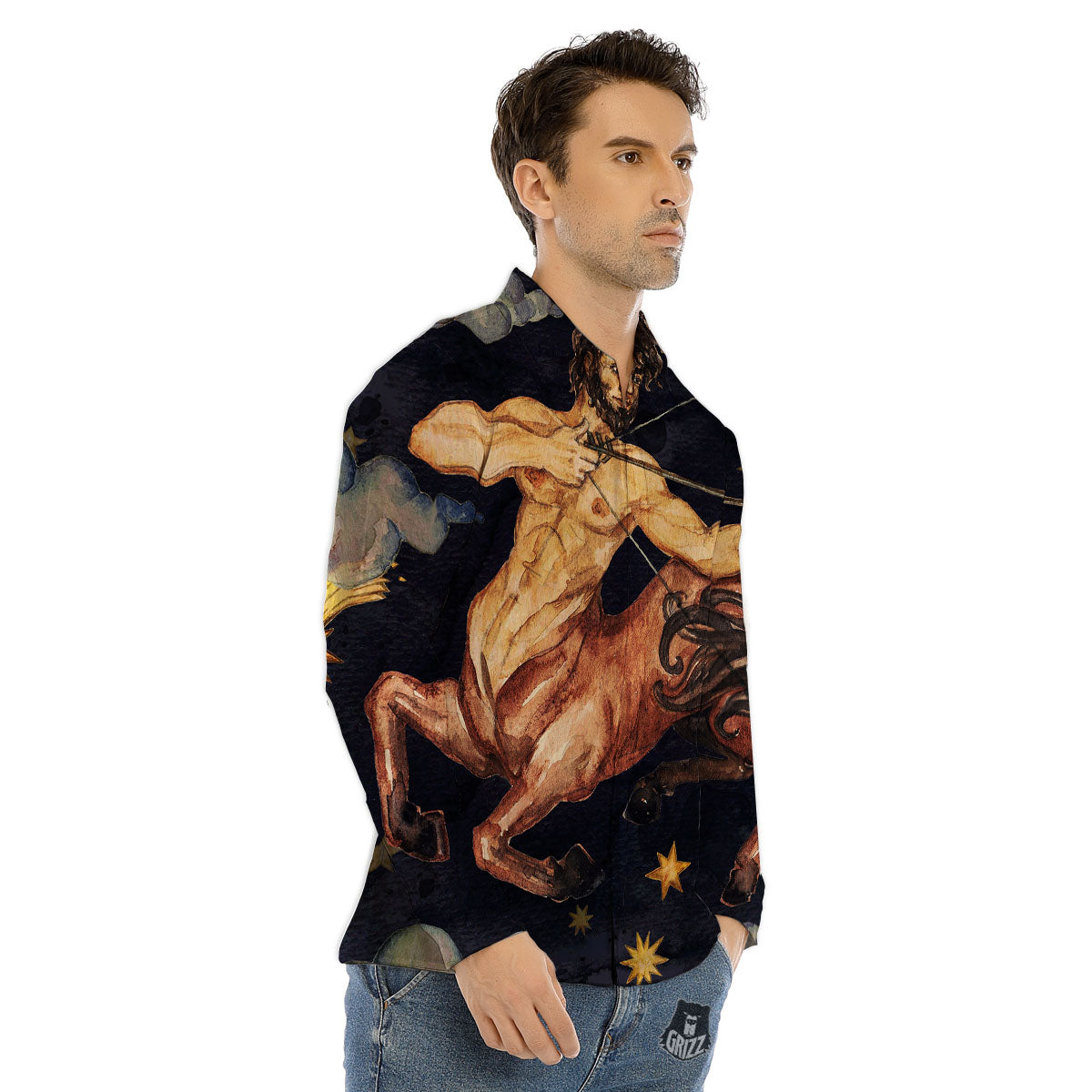 Zodiac Gemini Purple Print Pattern Men's Dress Shirts-grizzshop