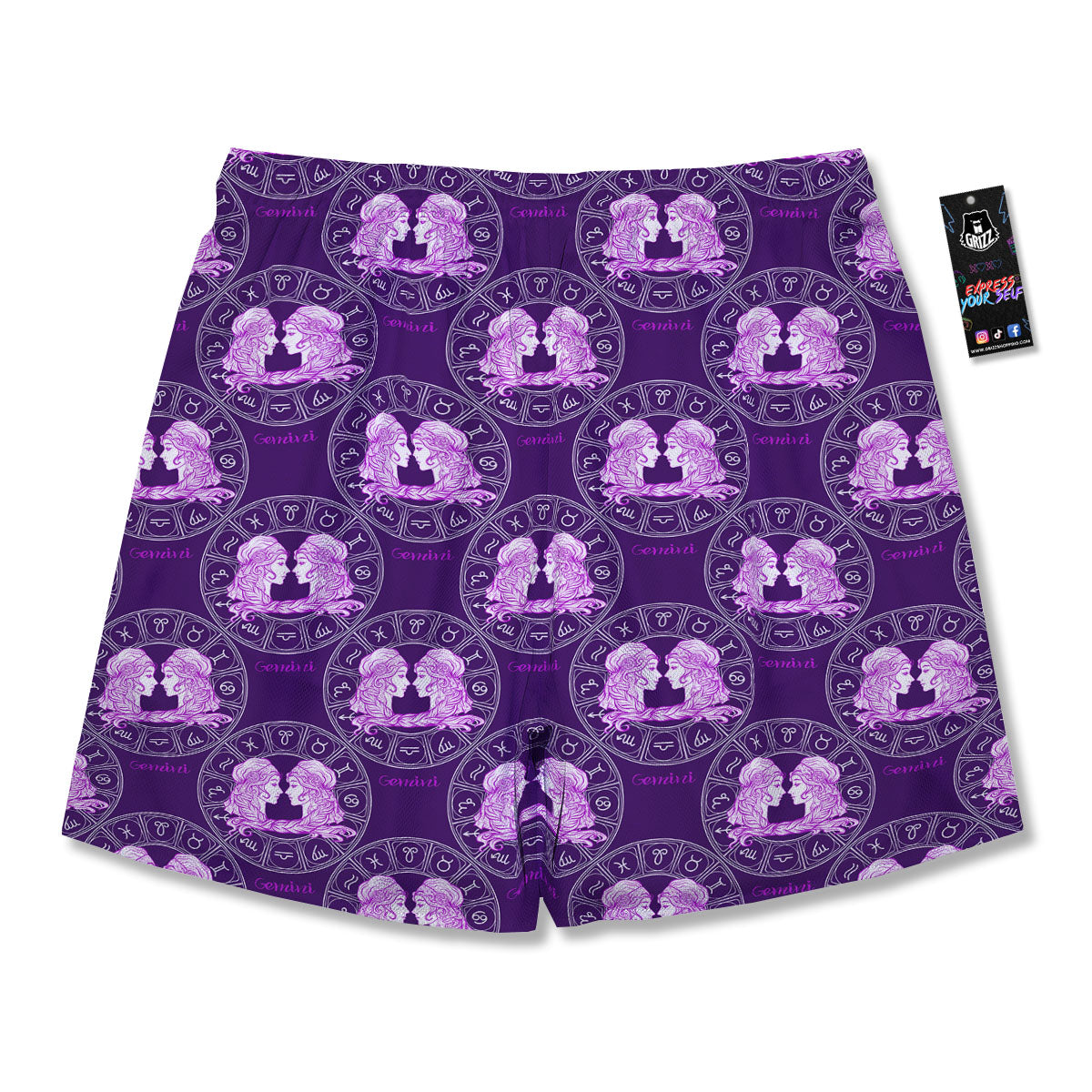 Zodiac Gemini Purple Print Pattern Men's Running Shorts-grizzshop