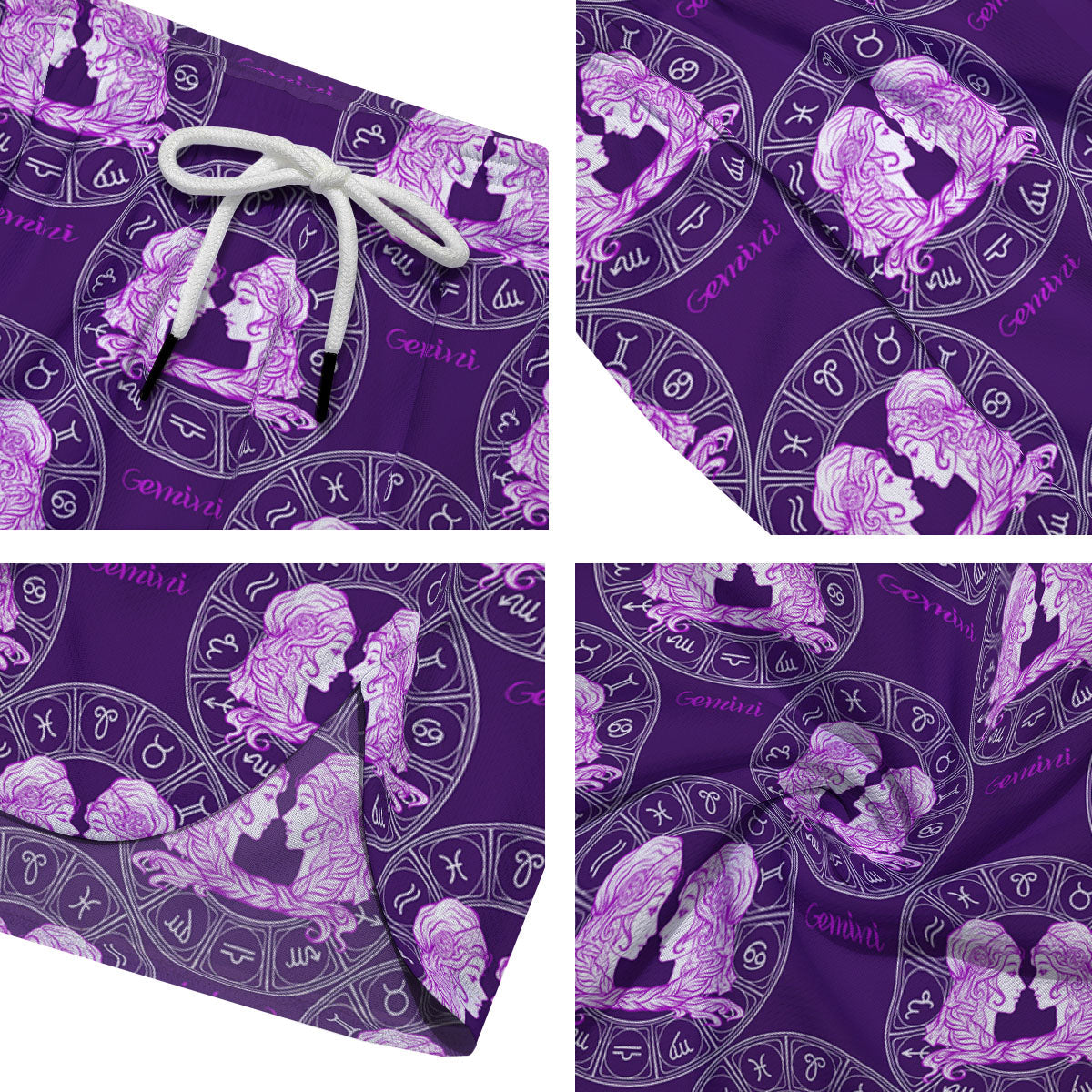 Zodiac Gemini Purple Print Pattern Men's Running Shorts-grizzshop