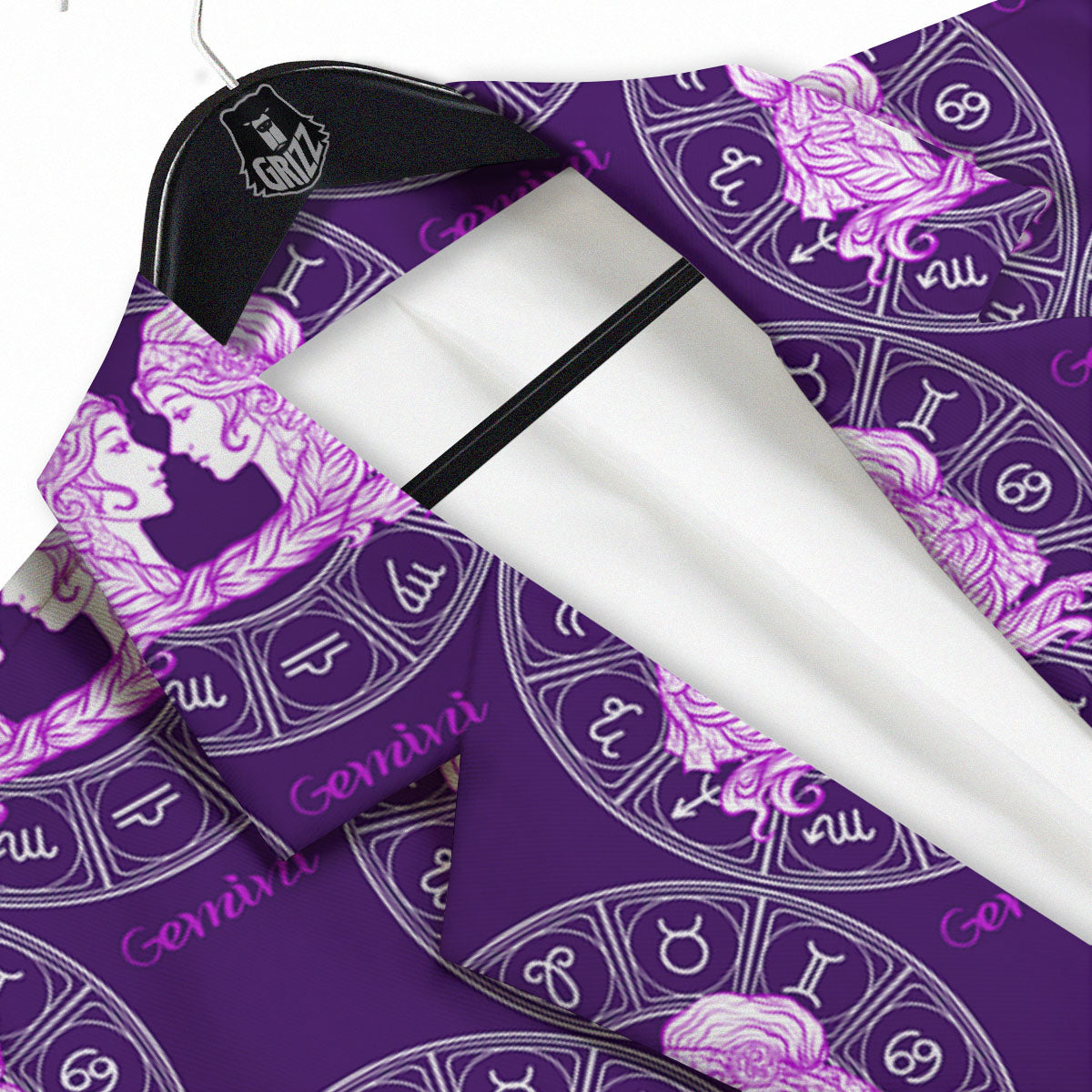 Zodiac Gemini Purple Print Pattern Men's Sport Coat-grizzshop