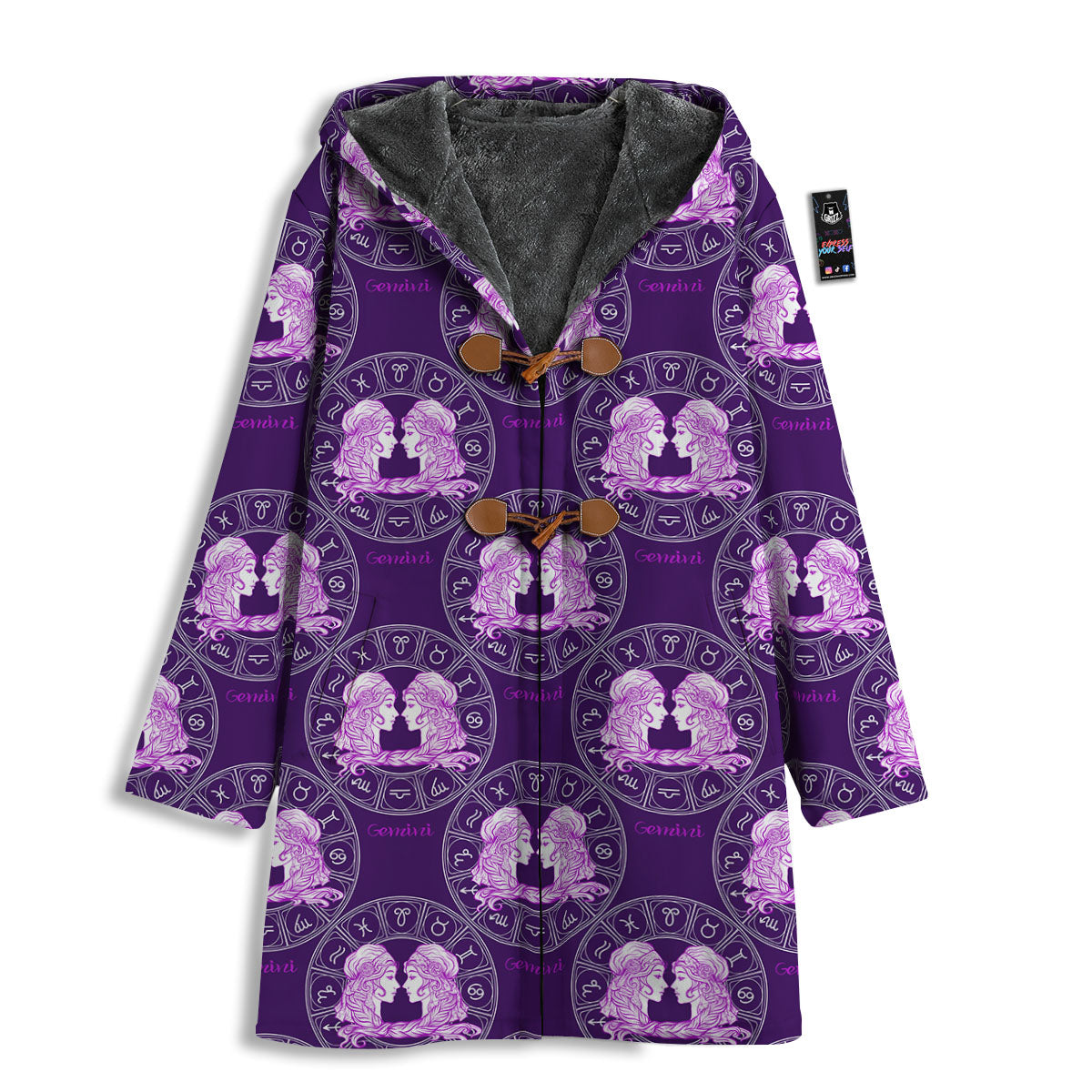 Zodiac Gemini Purple Print Pattern Men's Windbreaker Jacket-grizzshop