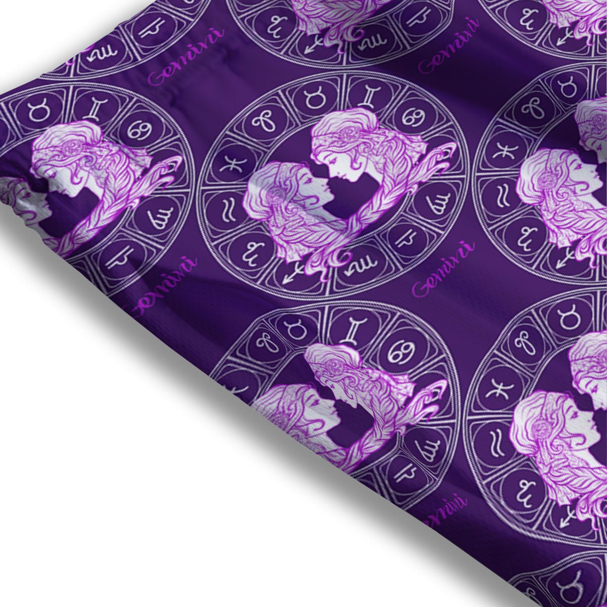 Zodiac Gemini Purple Print Pattern Mesh Shorts