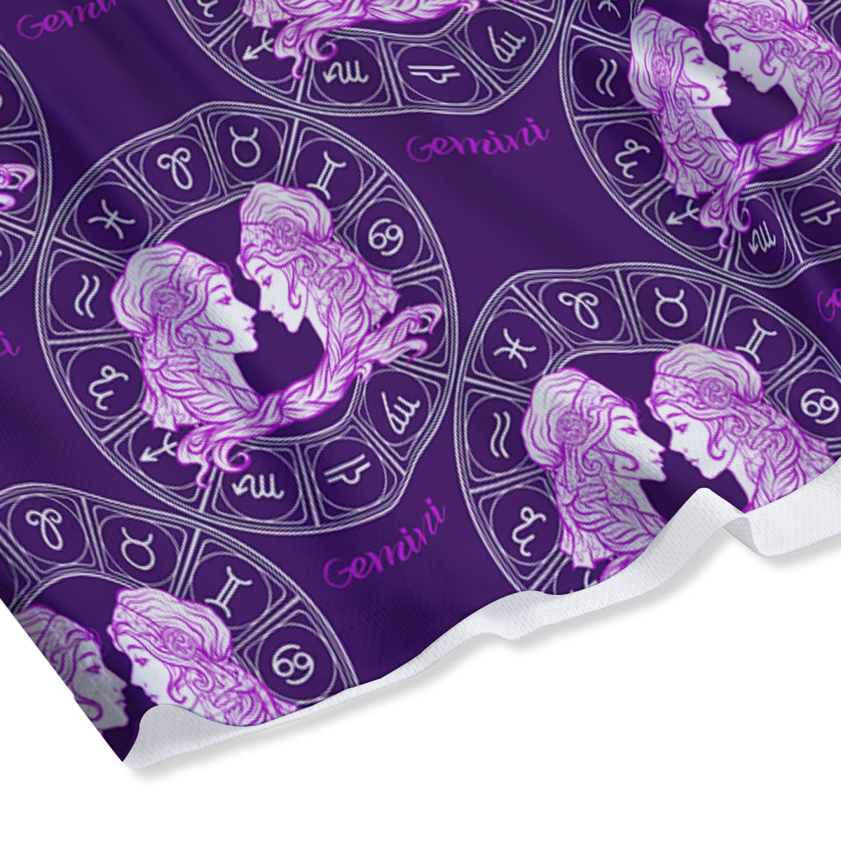 Zodiac Gemini Purple Print Pattern Mesh Shorts