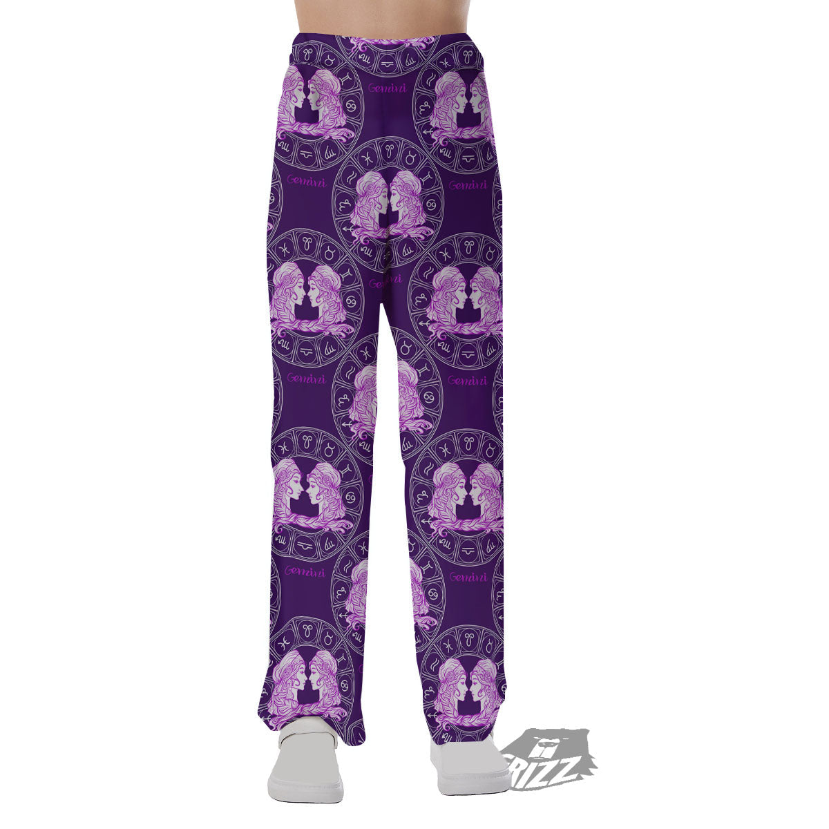 Zodiac Gemini Purple Print Pattern Pajama Pants-grizzshop