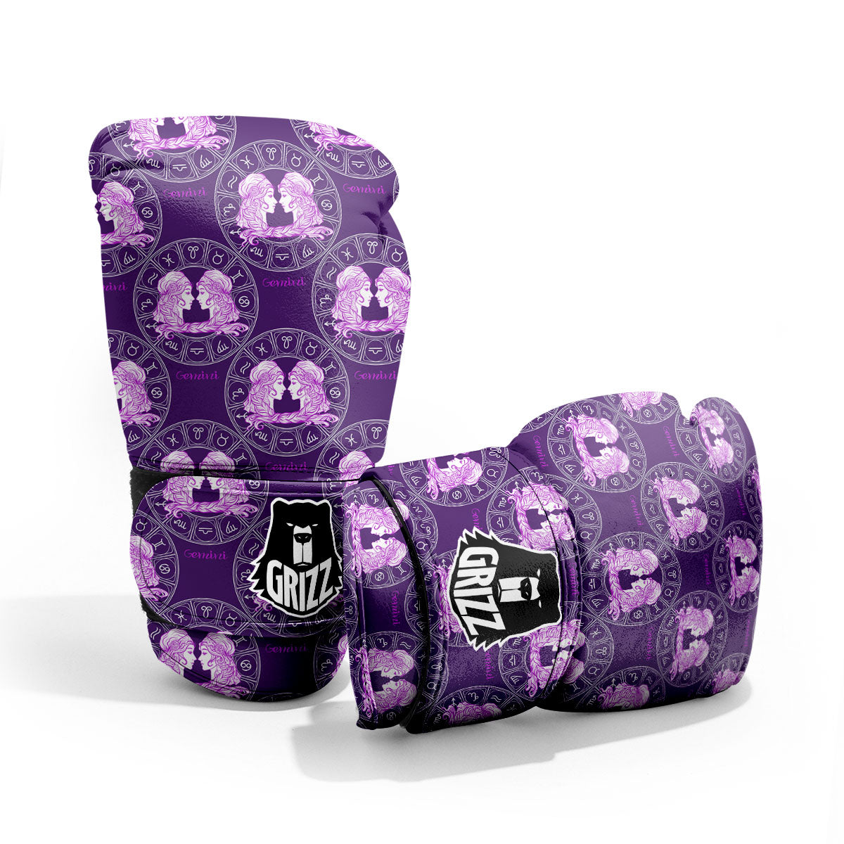 Zodiac Gemini Purple Print Pattern Pro Boxing Glove