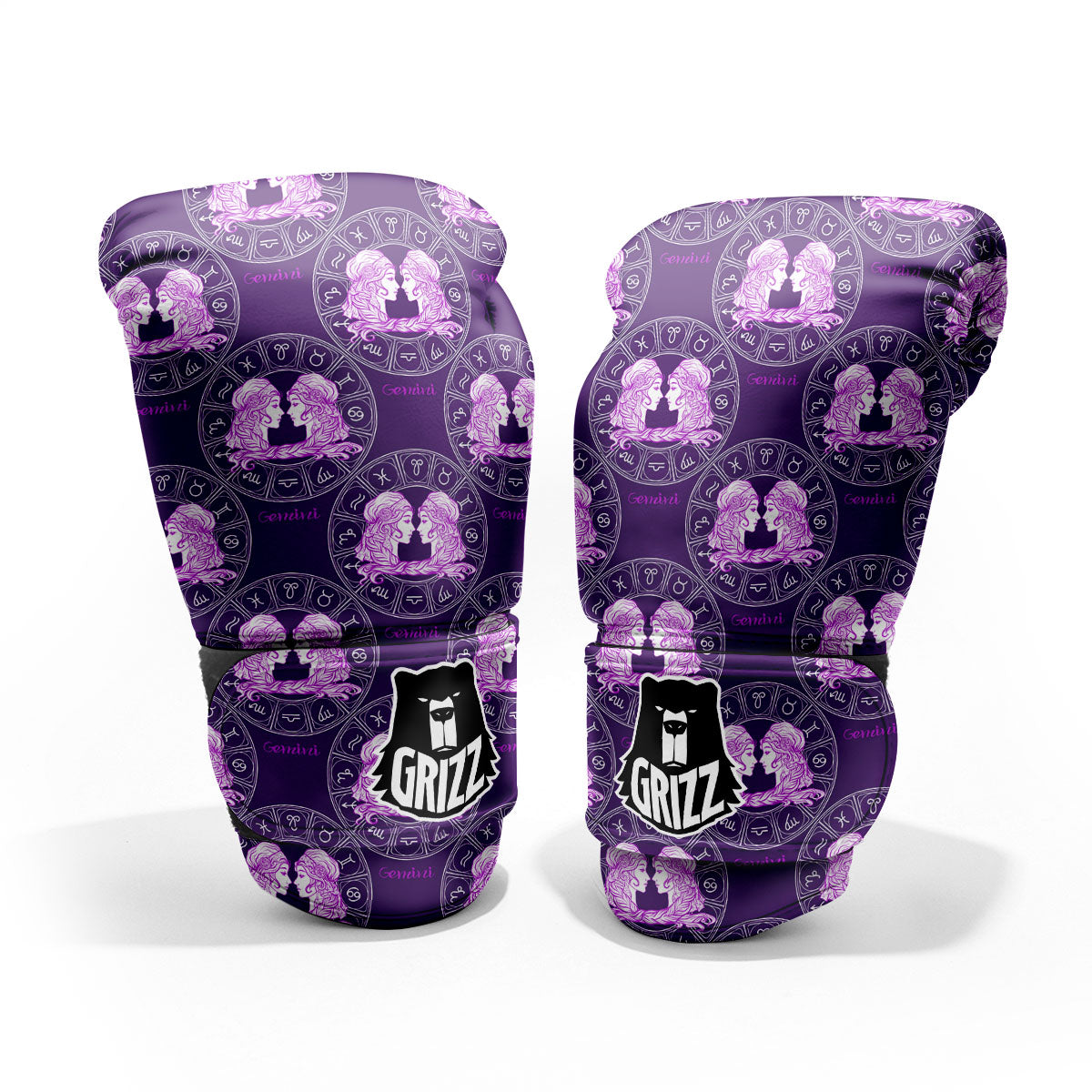 Zodiac Gemini Purple Print Pattern Pro Boxing Glove