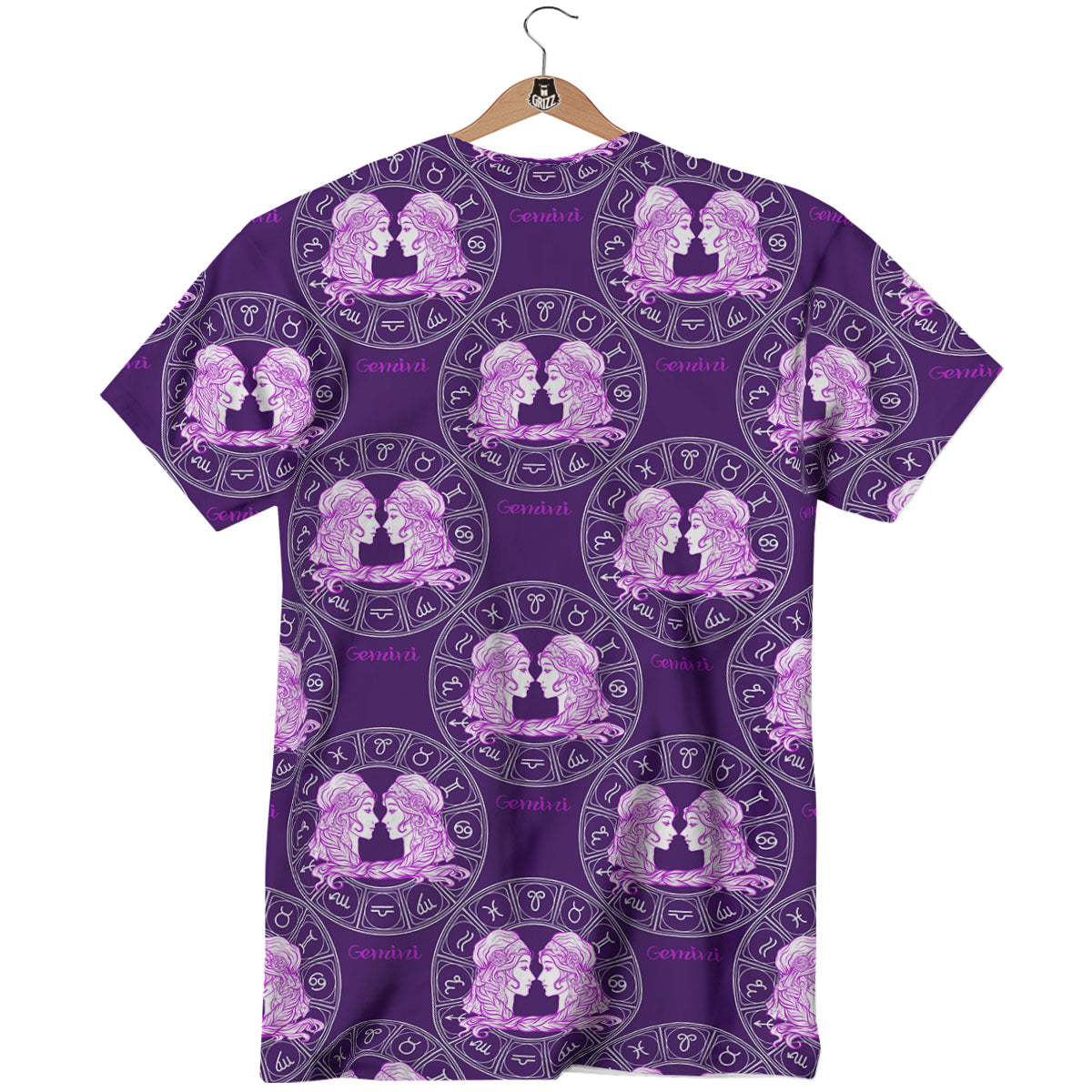 Zodiac Gemini Purple Print Pattern T-Shirt-grizzshop