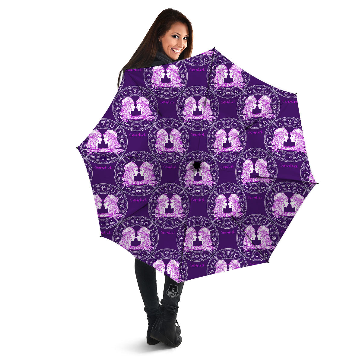 Zodiac Gemini Purple Print Pattern Umbrella-grizzshop
