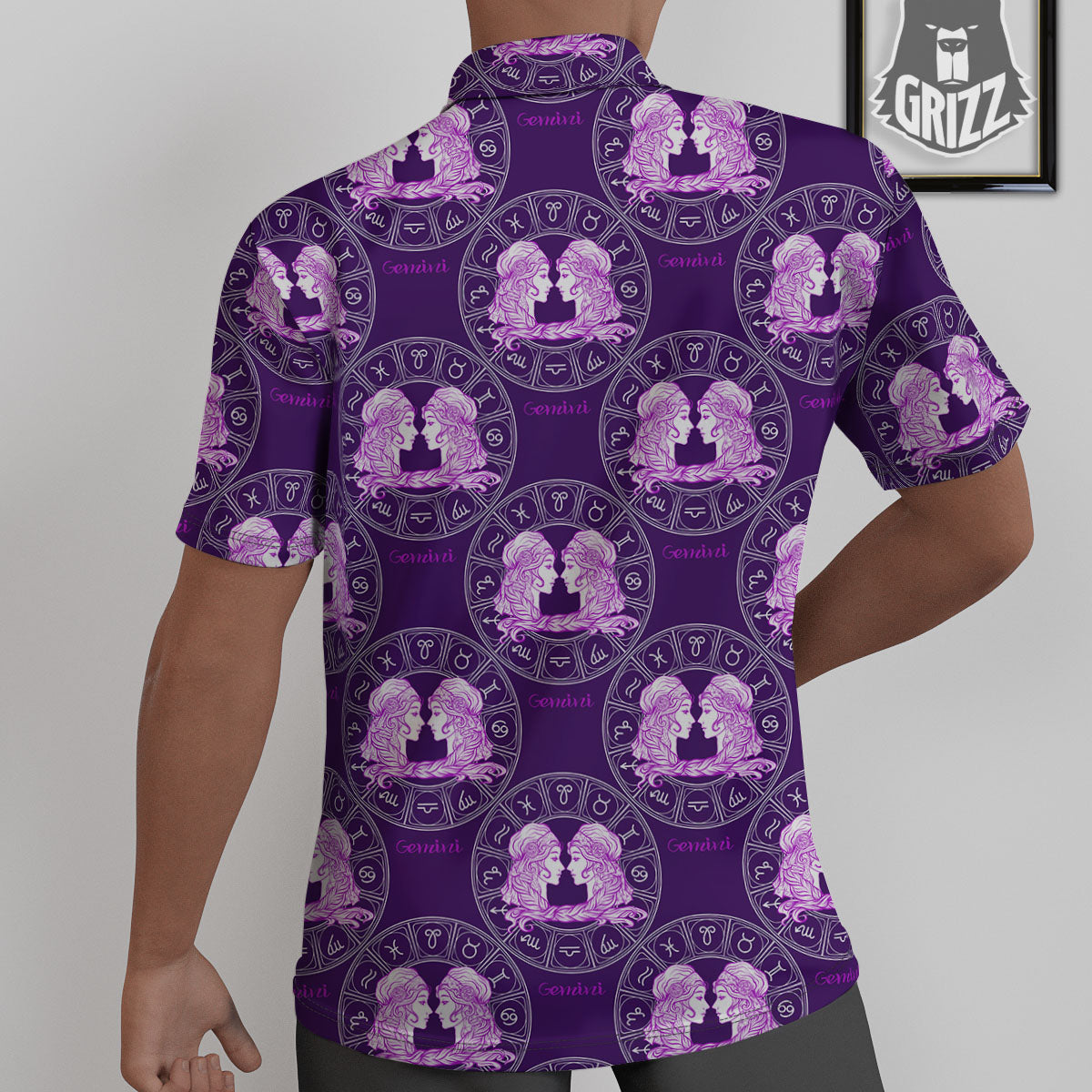 Zodiac Gemini Purple Print Pattern Untucked Shirts-grizzshop