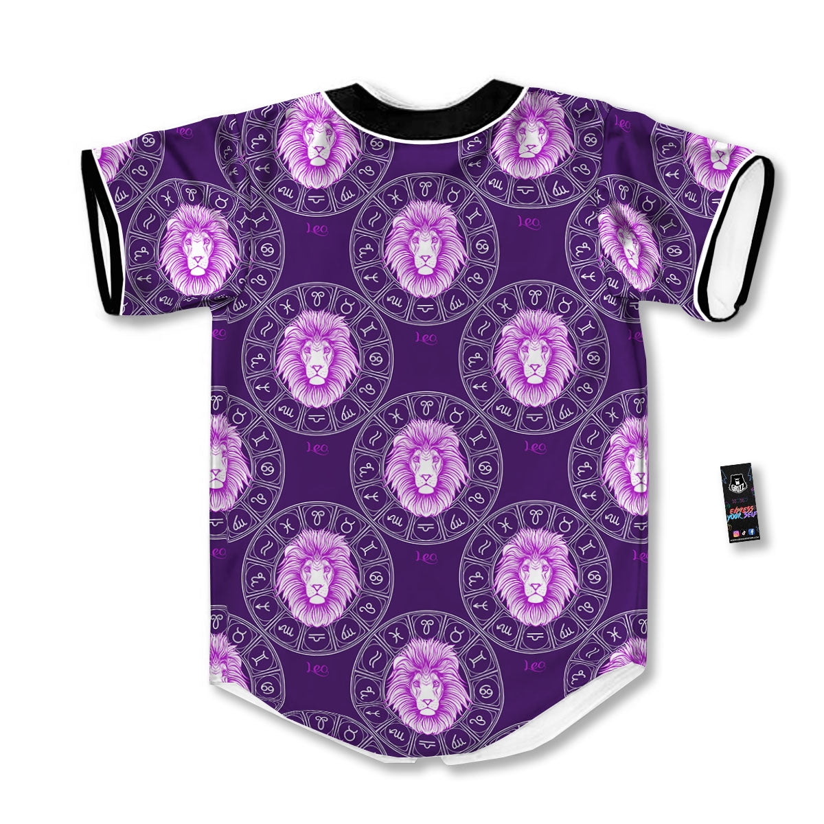 Zodiac Leo Purple Print Pattern Baseball Jersey-grizzshop