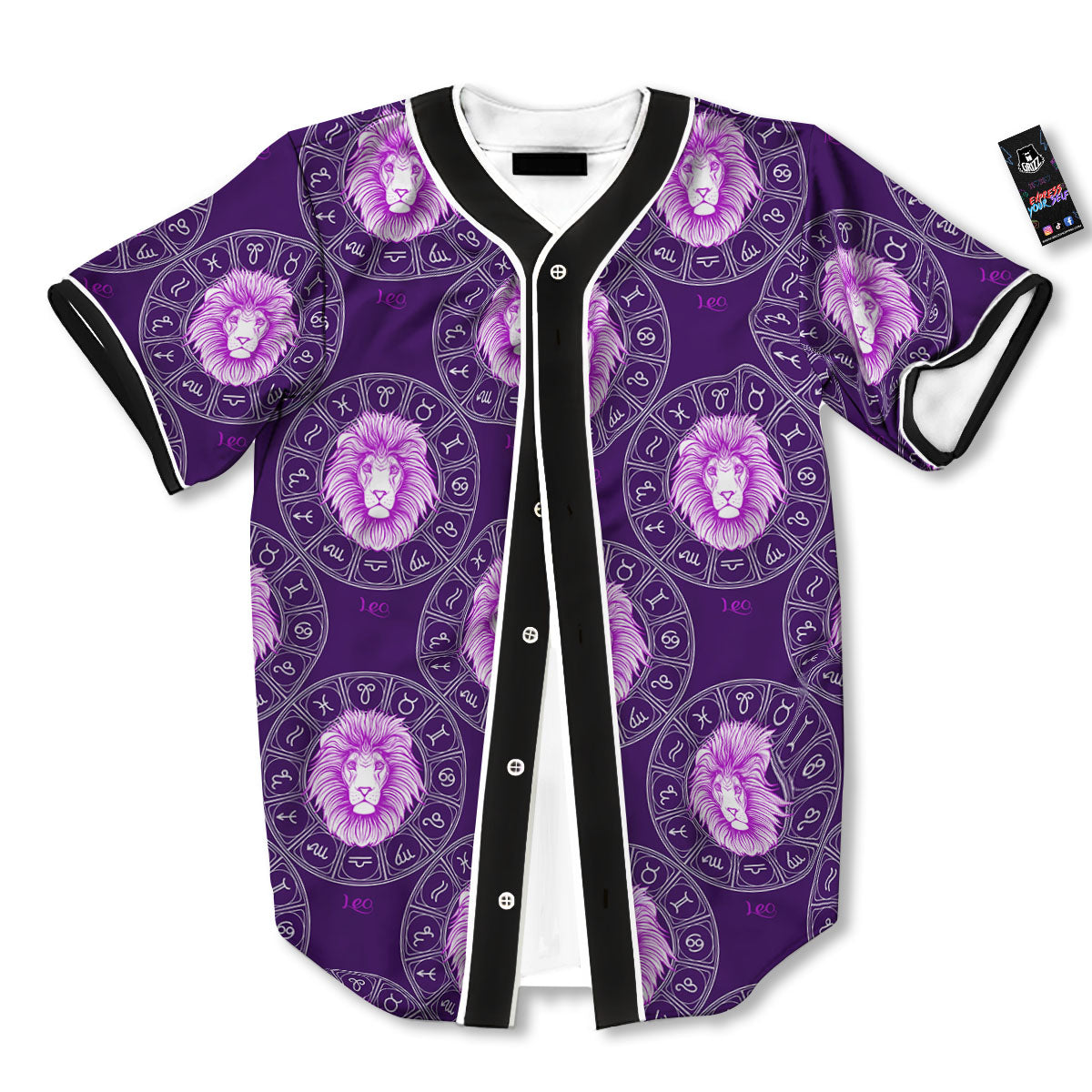 Zodiac Leo Purple Print Pattern Baseball Jersey-grizzshop