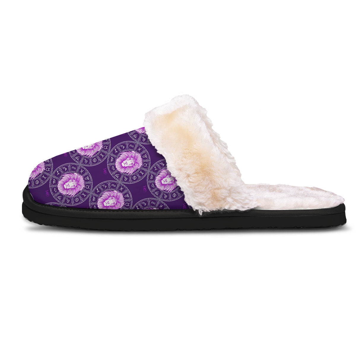 Zodiac Leo Purple Print Pattern Slippers-grizzshop