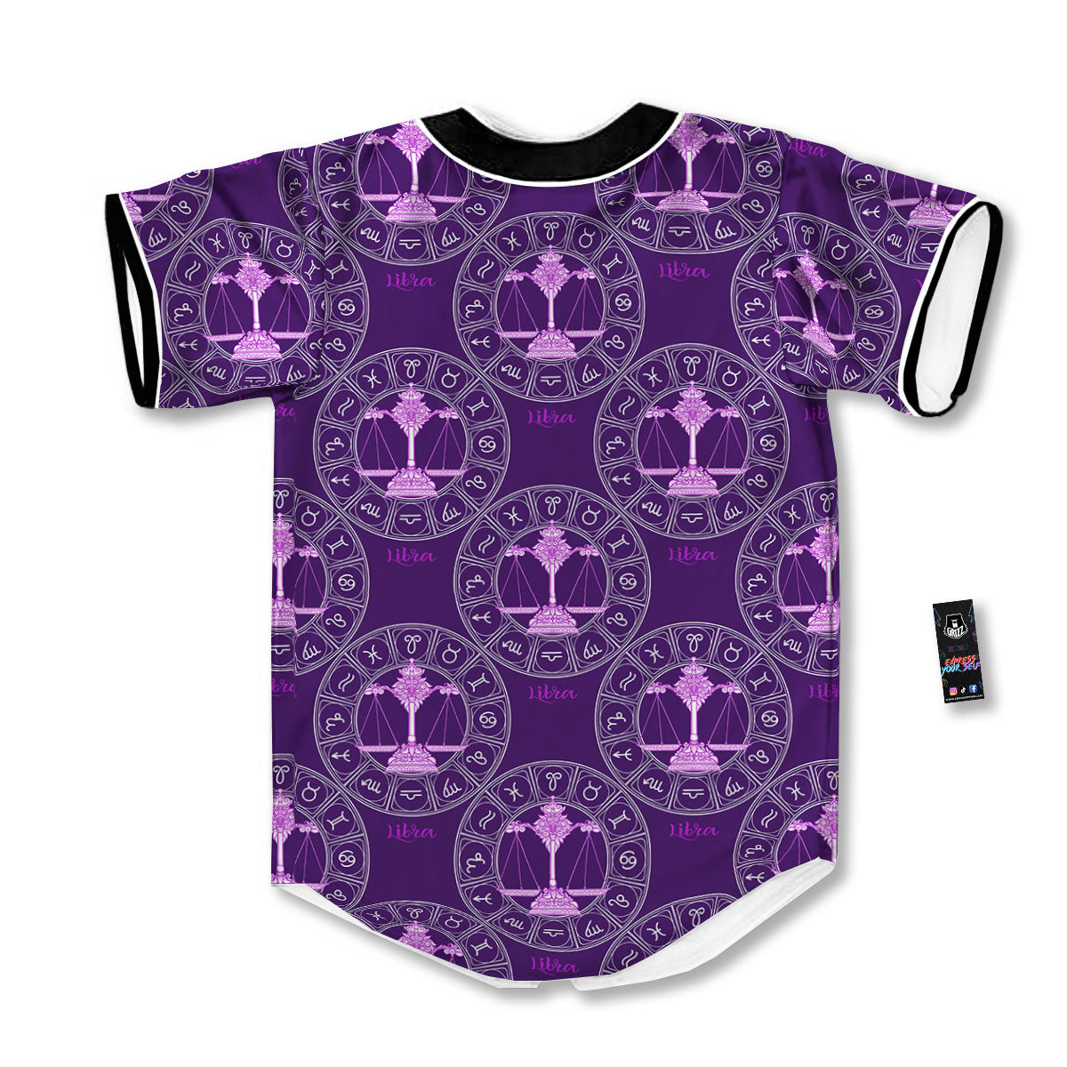 Zodiac Libra Purple Print Pattern Baseball Jersey-grizzshop