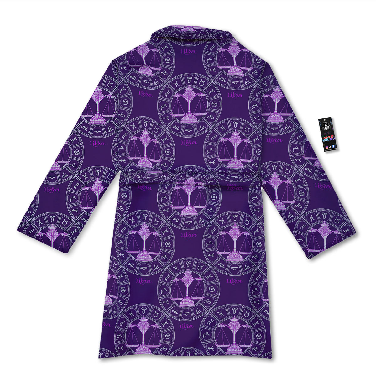 Zodiac Libra Purple Print Pattern Bathrobe-grizzshop