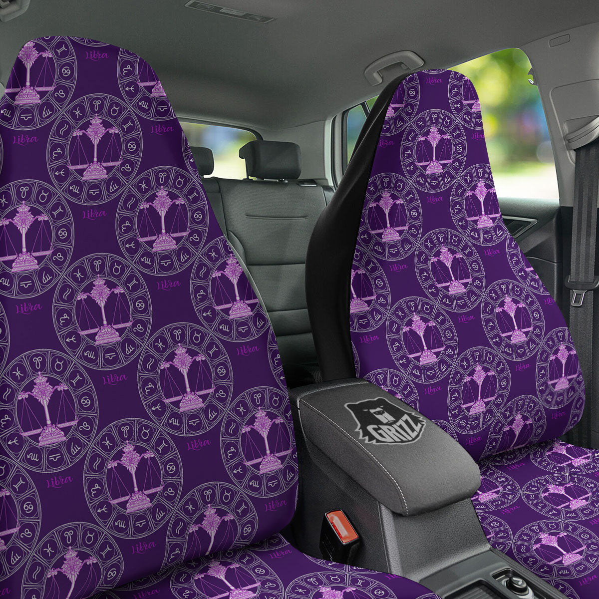 Zodiac Libra Purple Print Pattern Car Seat Covers-grizzshop