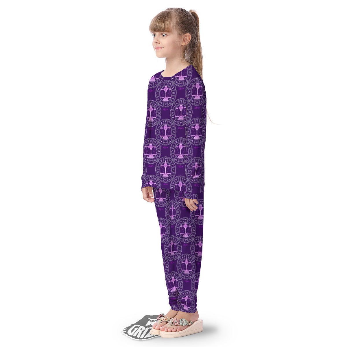 Zodiac Libra Purple Print Pattern Kid's Pajamas-grizzshop