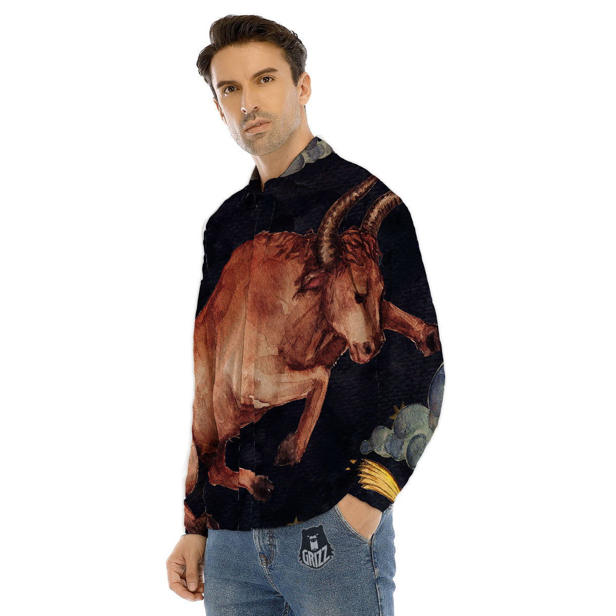 Zodiac Libra Purple Print Pattern Men's Dress Shirts-grizzshop