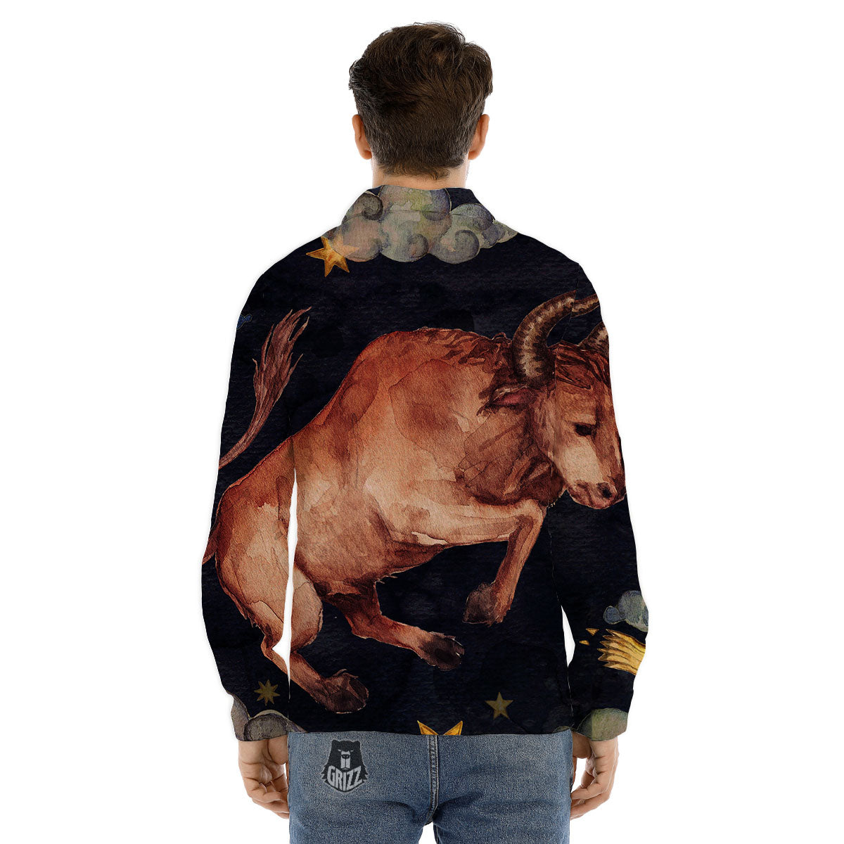 Zodiac Libra Purple Print Pattern Men's Dress Shirts-grizzshop