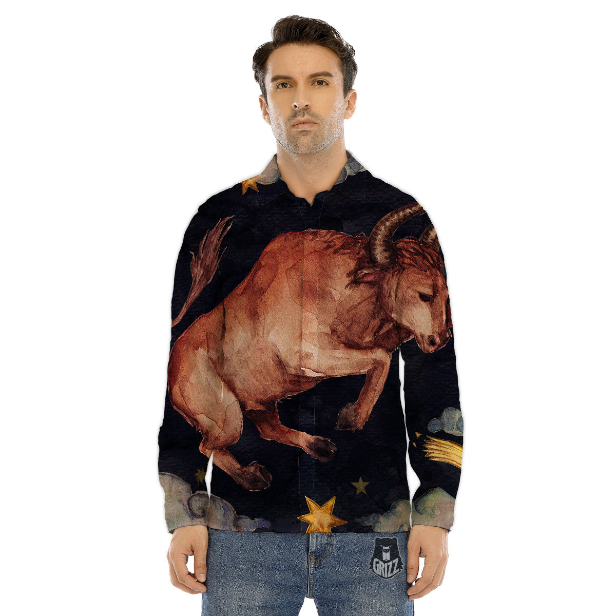 Zodiac Libra Purple Print Pattern Men's Dress Shirts-grizzshop