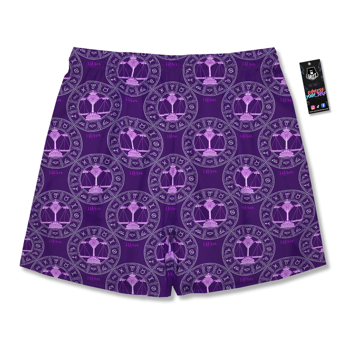 Zodiac Libra Purple Print Pattern Men's Running Shorts-grizzshop