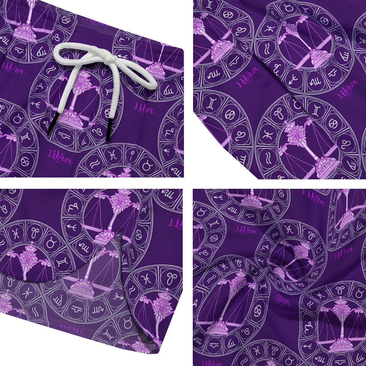 Zodiac Libra Purple Print Pattern Men's Running Shorts-grizzshop