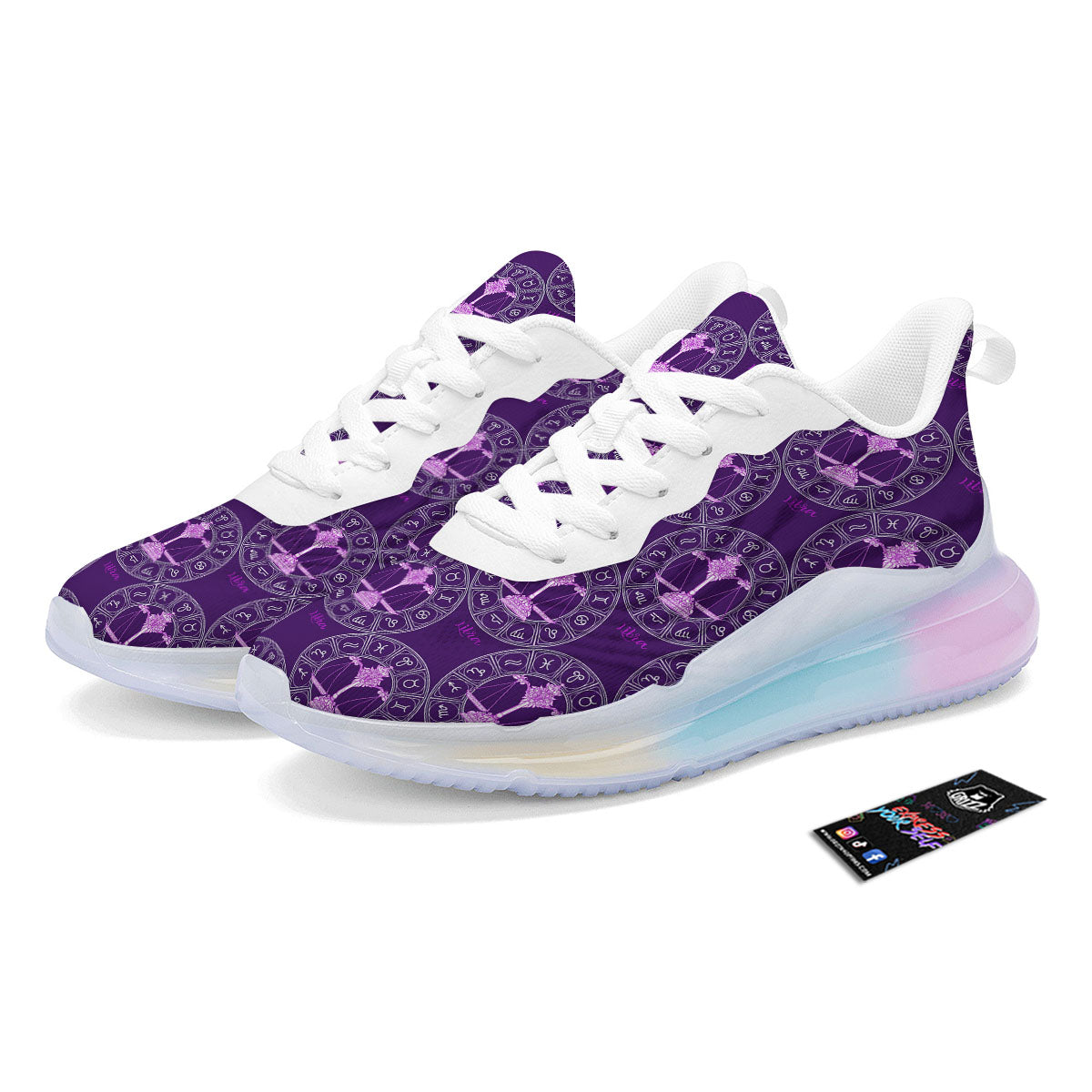 Zodiac Libra Purple Print Pattern Running Sneakers-grizzshop