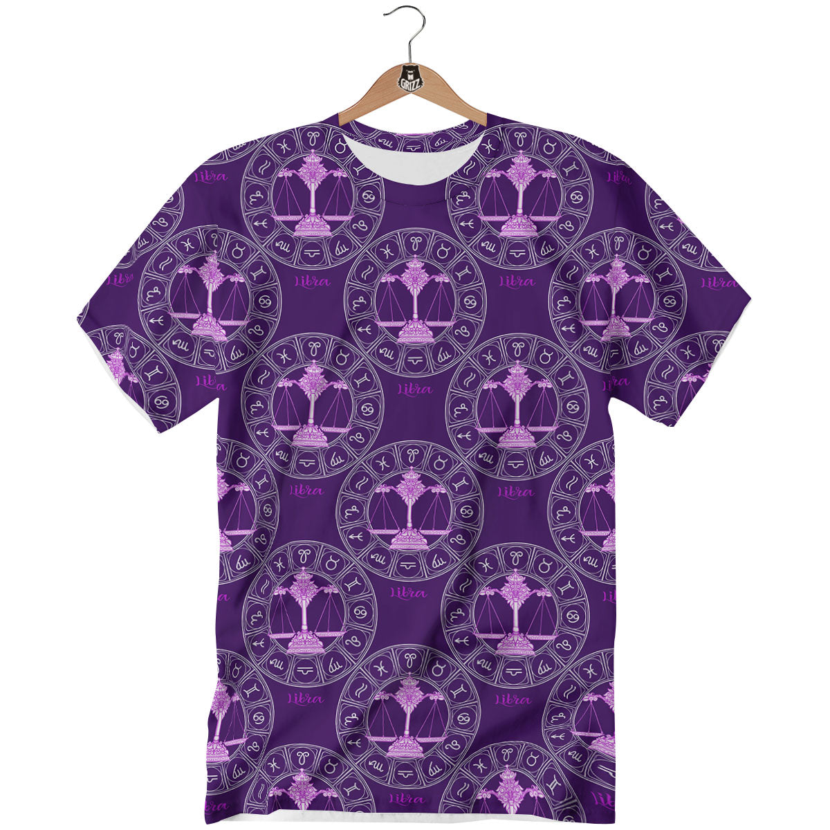 Zodiac Libra Purple Print Pattern T-Shirt-grizzshop