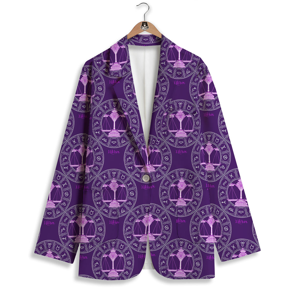 Zodiac Libra Purple Print Pattern Women's Blazer-grizzshop