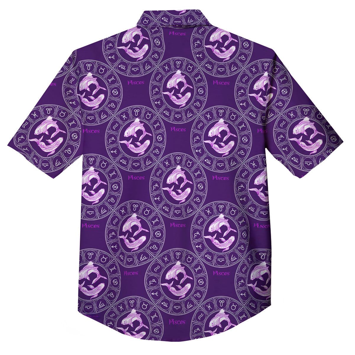 Zodiac Pisces Purple Print Pattern Button Up Shirt-grizzshop