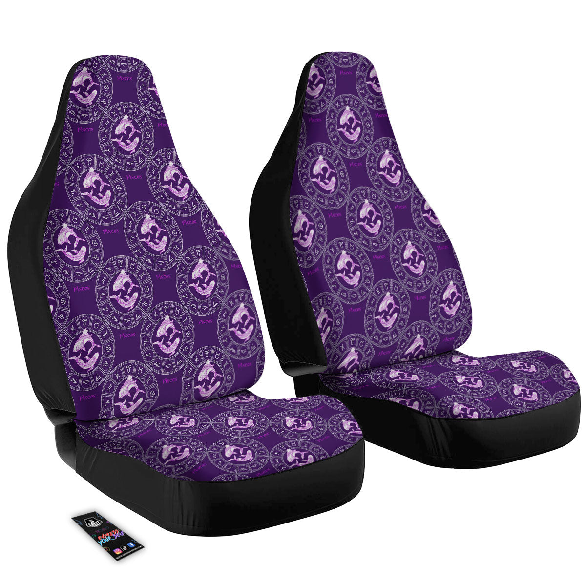 Zodiac Pisces Purple Print Pattern Car Seat Covers-grizzshop