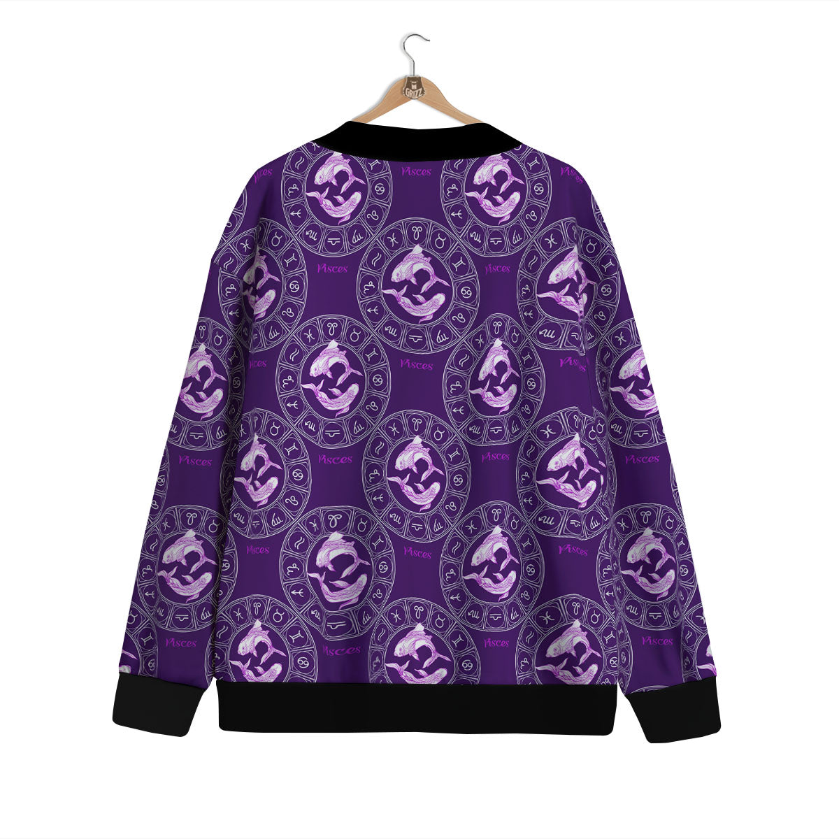 Zodiac Pisces Purple Print Pattern Cardigan-grizzshop