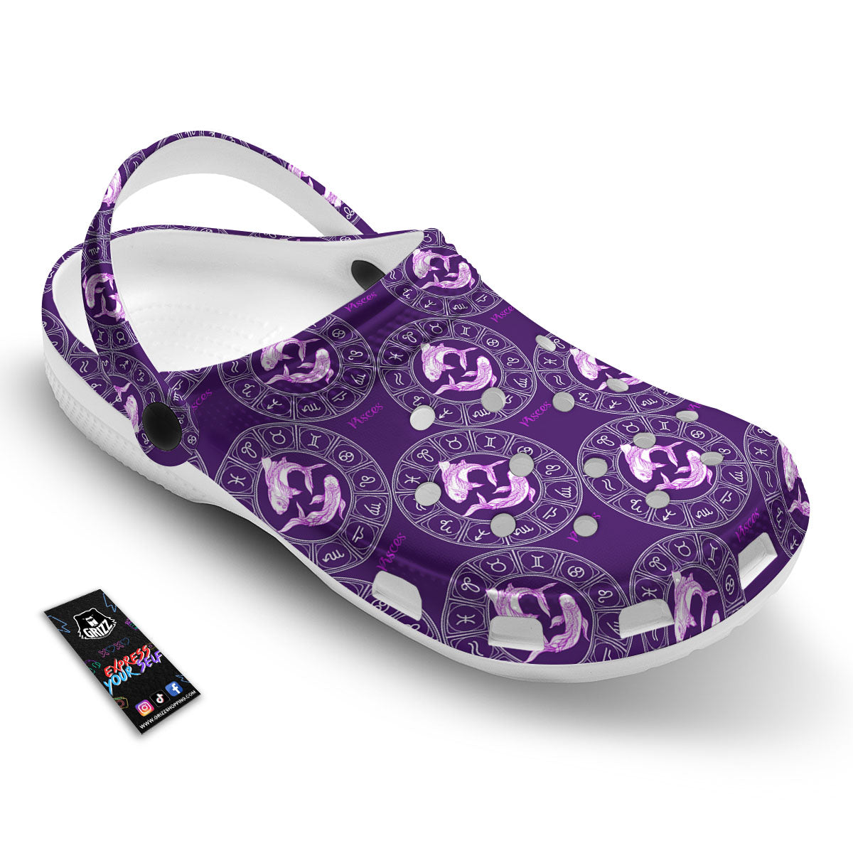 Zodiac Pisces Purple Print Pattern Clog-grizzshop