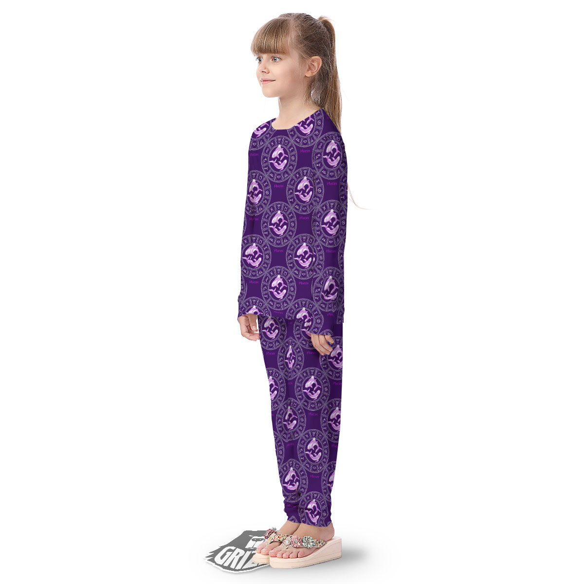 Zodiac Pisces Purple Print Pattern Kid's Pajamas-grizzshop
