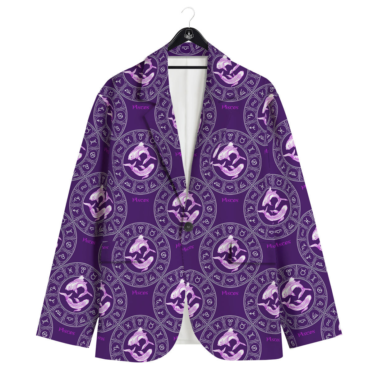 Zodiac Pisces Purple Print Pattern Men's Sport Coat-grizzshop