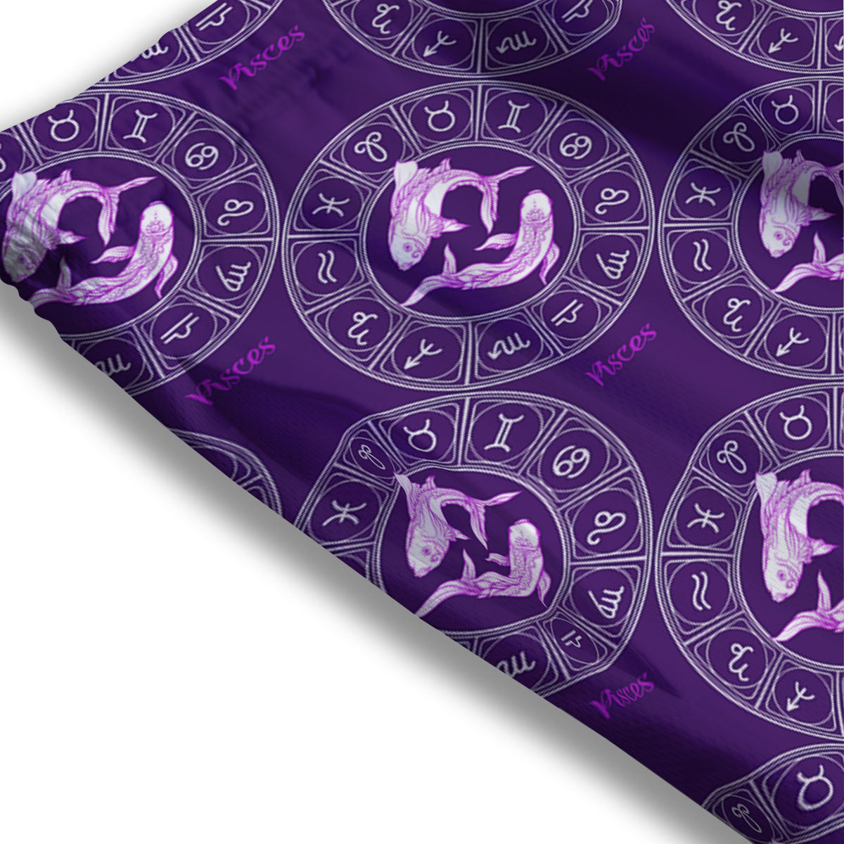 Zodiac Pisces Purple Print Pattern Mesh Shorts