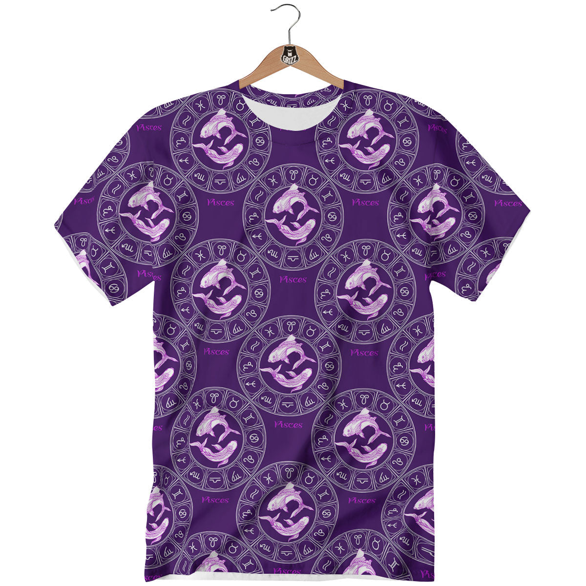 Zodiac Pisces Purple Print Pattern T-Shirt-grizzshop