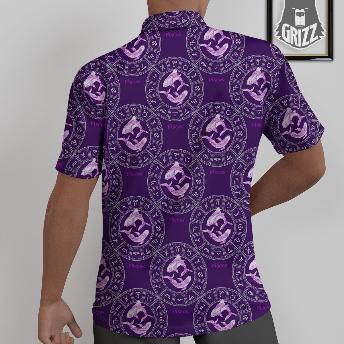 Zodiac Pisces Purple Print Pattern Untucked Shirts-grizzshop