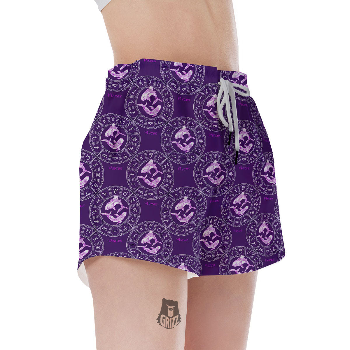 Zodiac Pisces Purple Print Pattern Women's Shorts-grizzshop