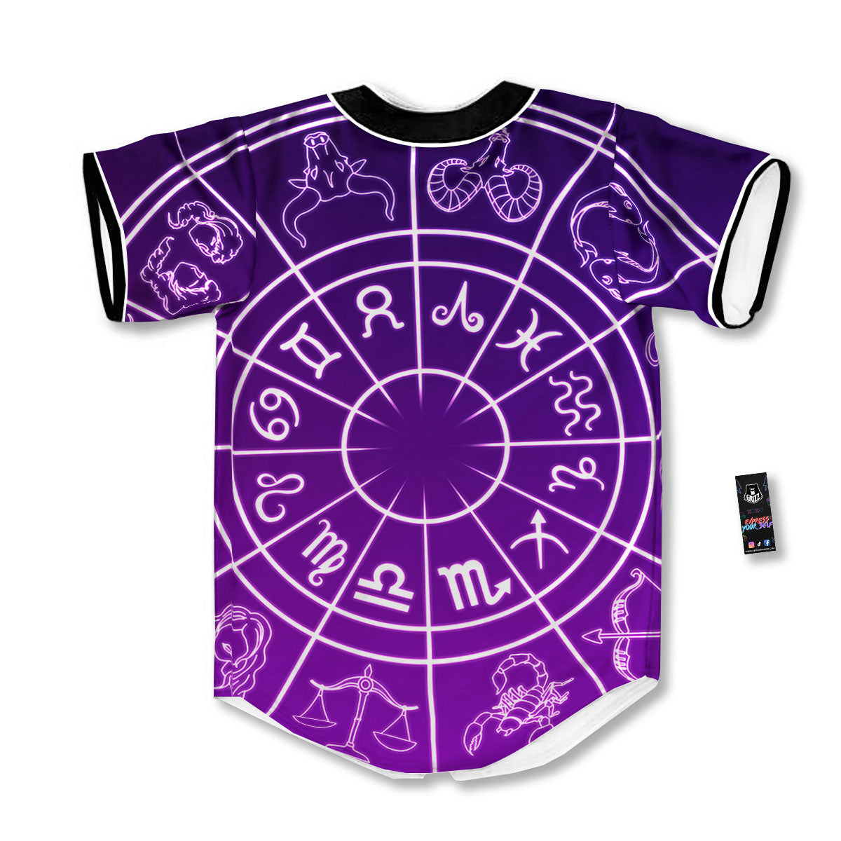 Zodiac Purple And White Signs Print Baseball Jersey-grizzshop