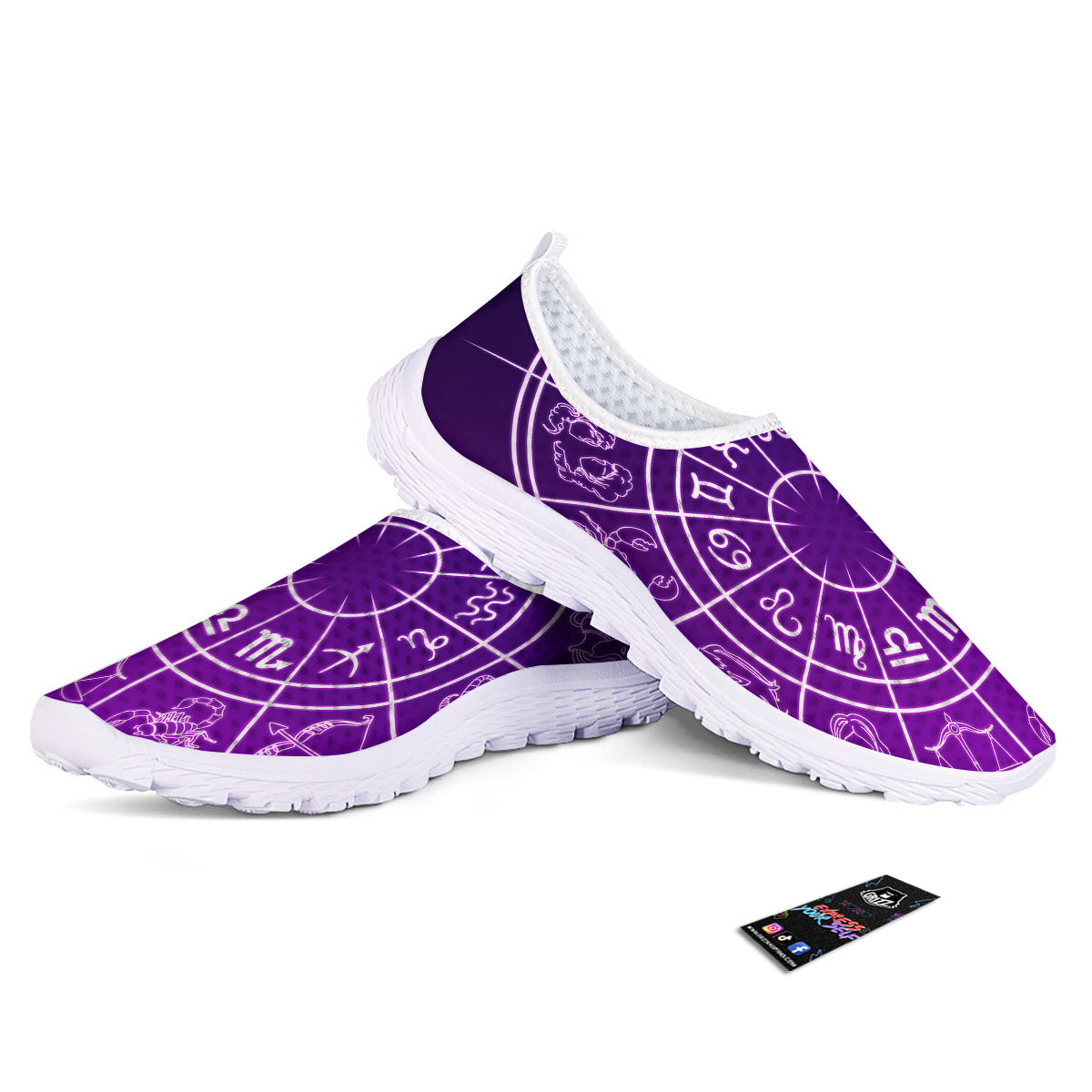 Zodiac Purple And White Signs Print Nurse Shoes-grizzshop