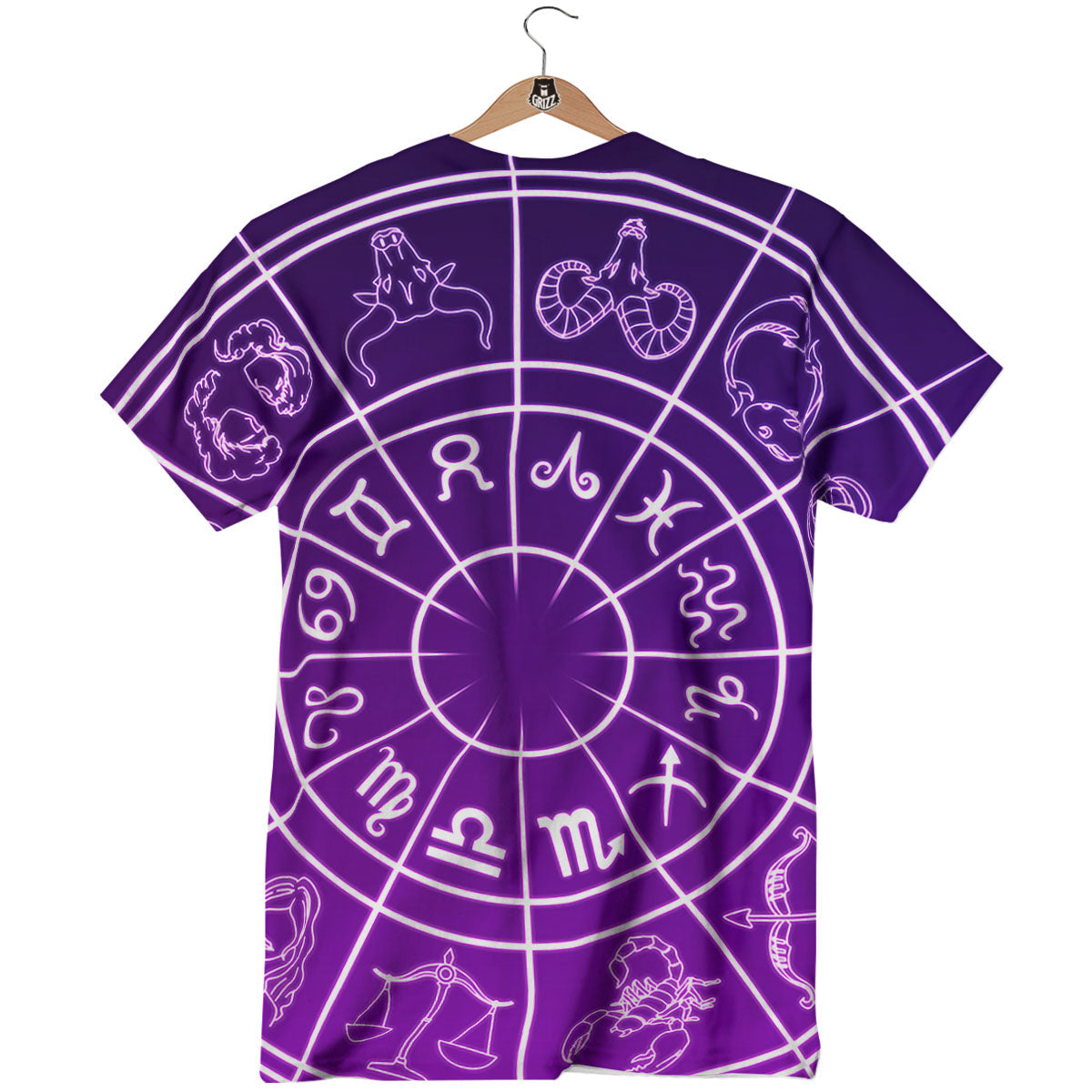 Zodiac Purple And White Signs Print T-Shirt-grizzshop