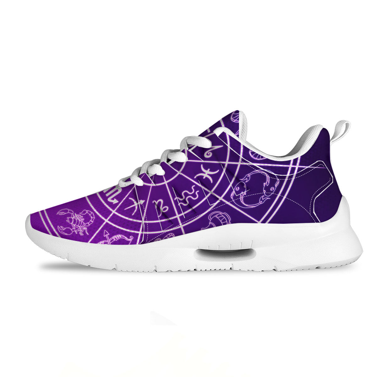 Zodiac Purple And White Signs Print Tennis Shoes-grizzshop