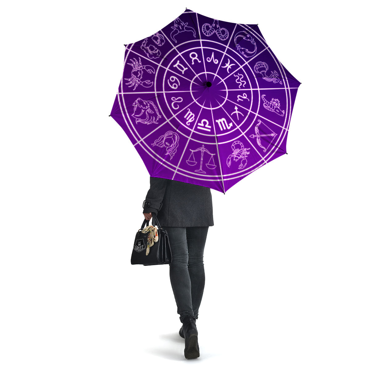 Zodiac Purple And White Signs Print Umbrella-grizzshop