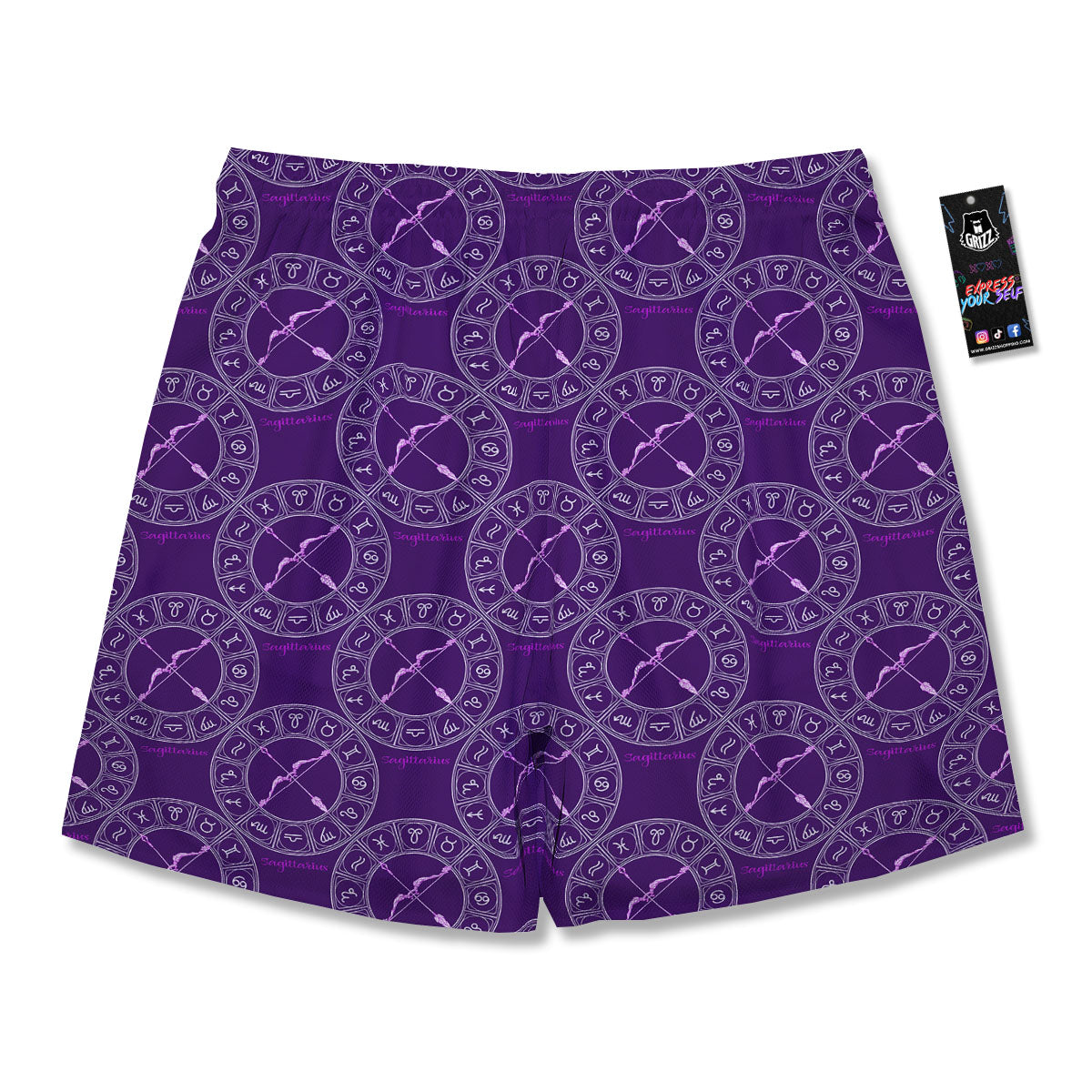 Zodiac Sagittarius Purple Print Pattern Men's Running Shorts-grizzshop