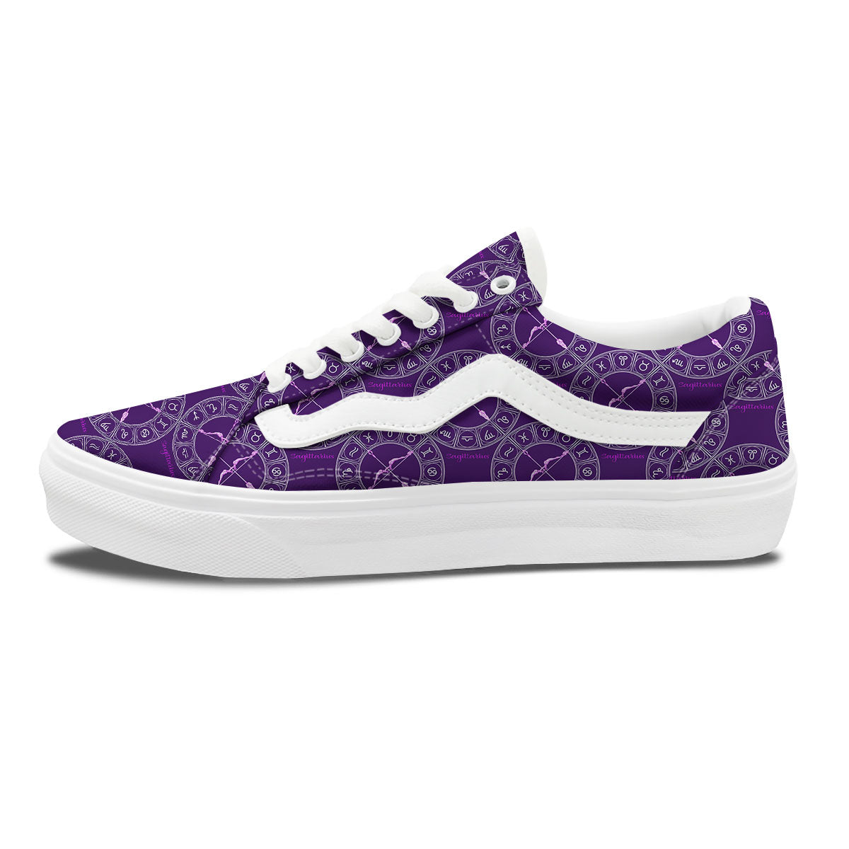 Zodiac Sagittarius Purple Print Pattern Skate Shoes-grizzshop