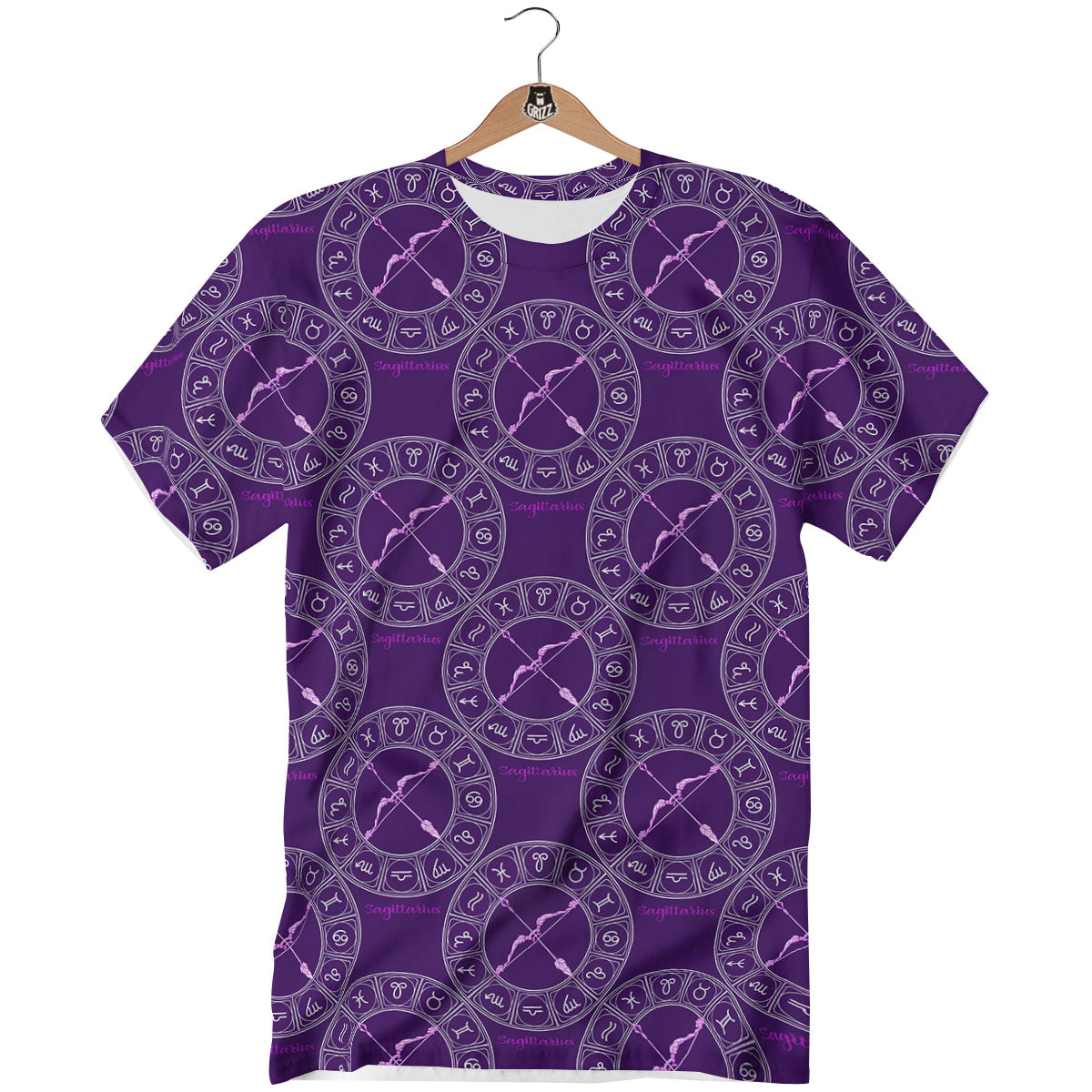 Zodiac Sagittarius Purple Print Pattern T-Shirt-grizzshop