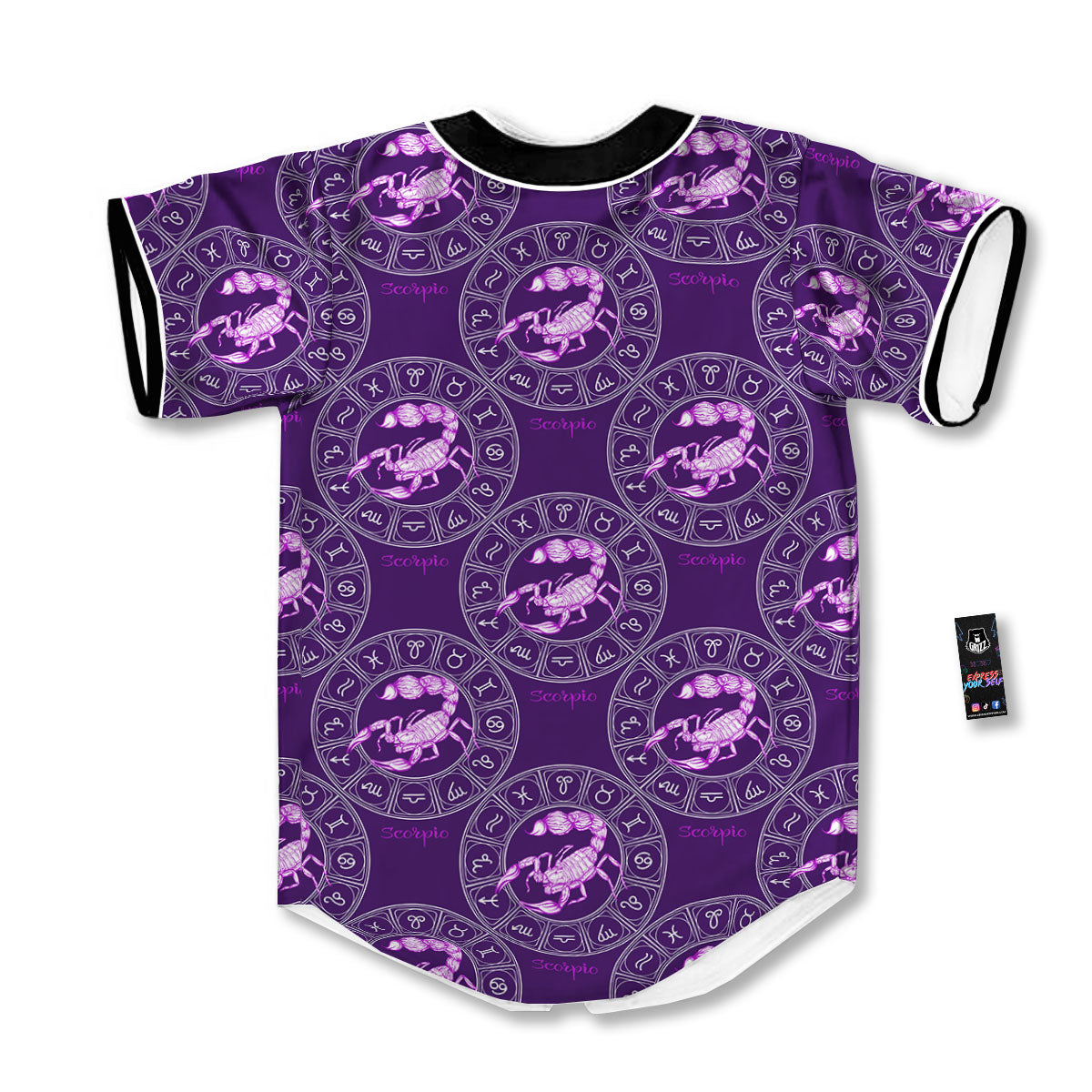 Zodiac Scorpio Purple Print Pattern Baseball Jersey-grizzshop