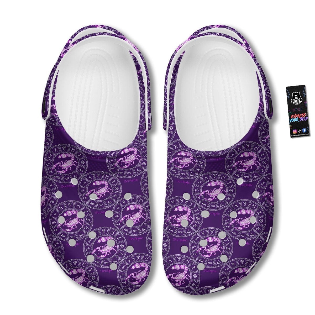 Zodiac Scorpio Purple Print Pattern Clog-grizzshop